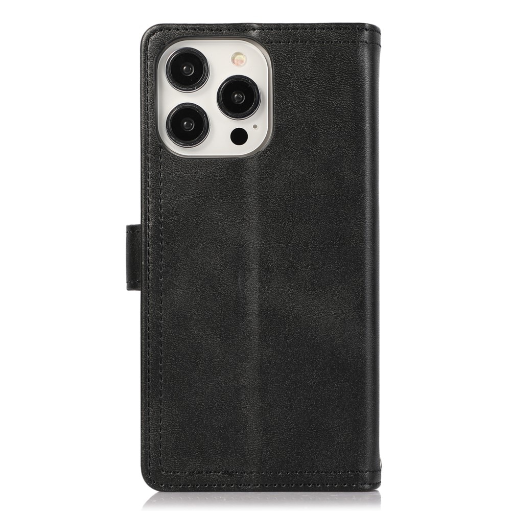 iPhone 15 Pro Zipper Multi Lederhülle Multi-slot schwarz