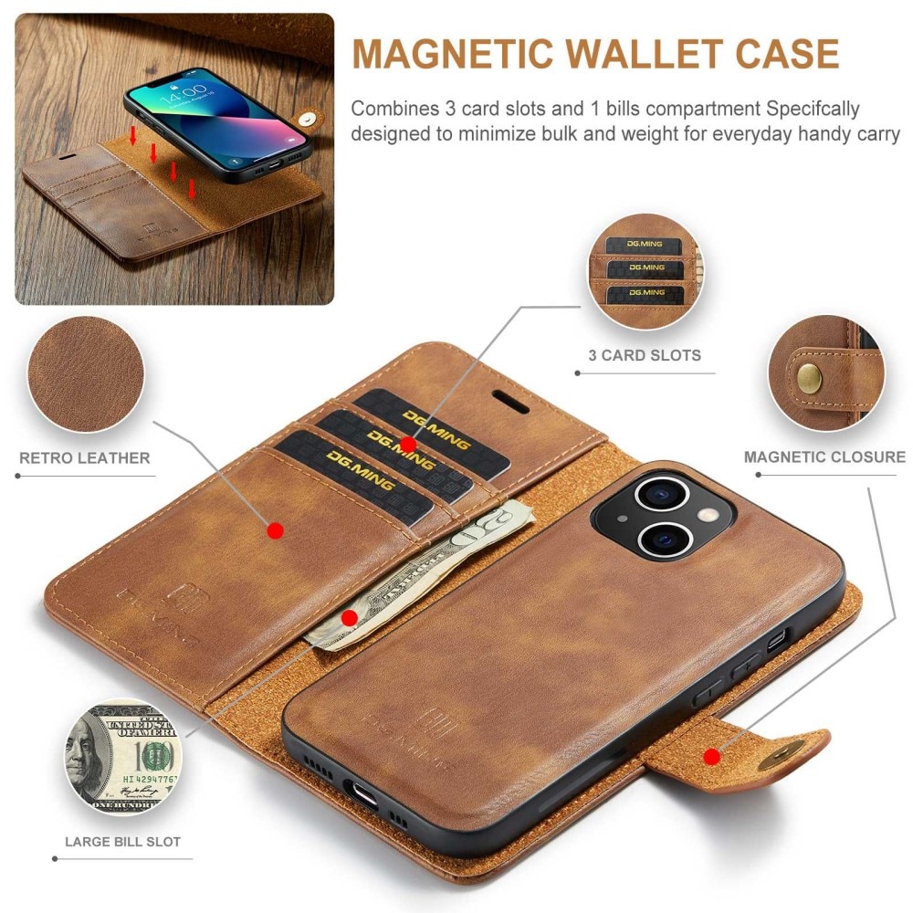 Handytasche Magnetische iPhone 15 Plus Cognac