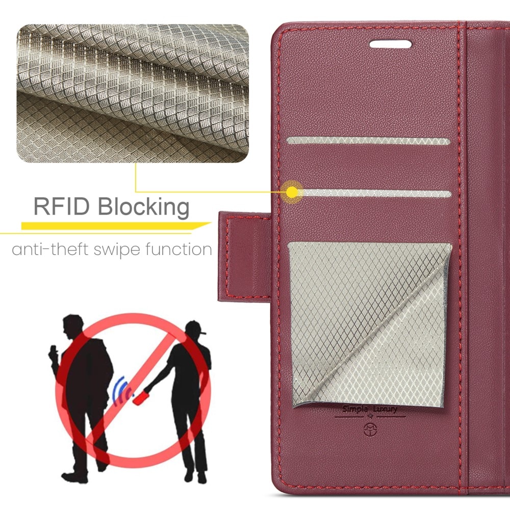 RFID-geschützte Slim Portemonnaie-Hülle iPhone 15 Pro Rot