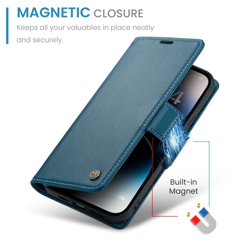 RFID-geschützte Slim Portemonnaie-Hülle iPhone 15 Pro Max Blau