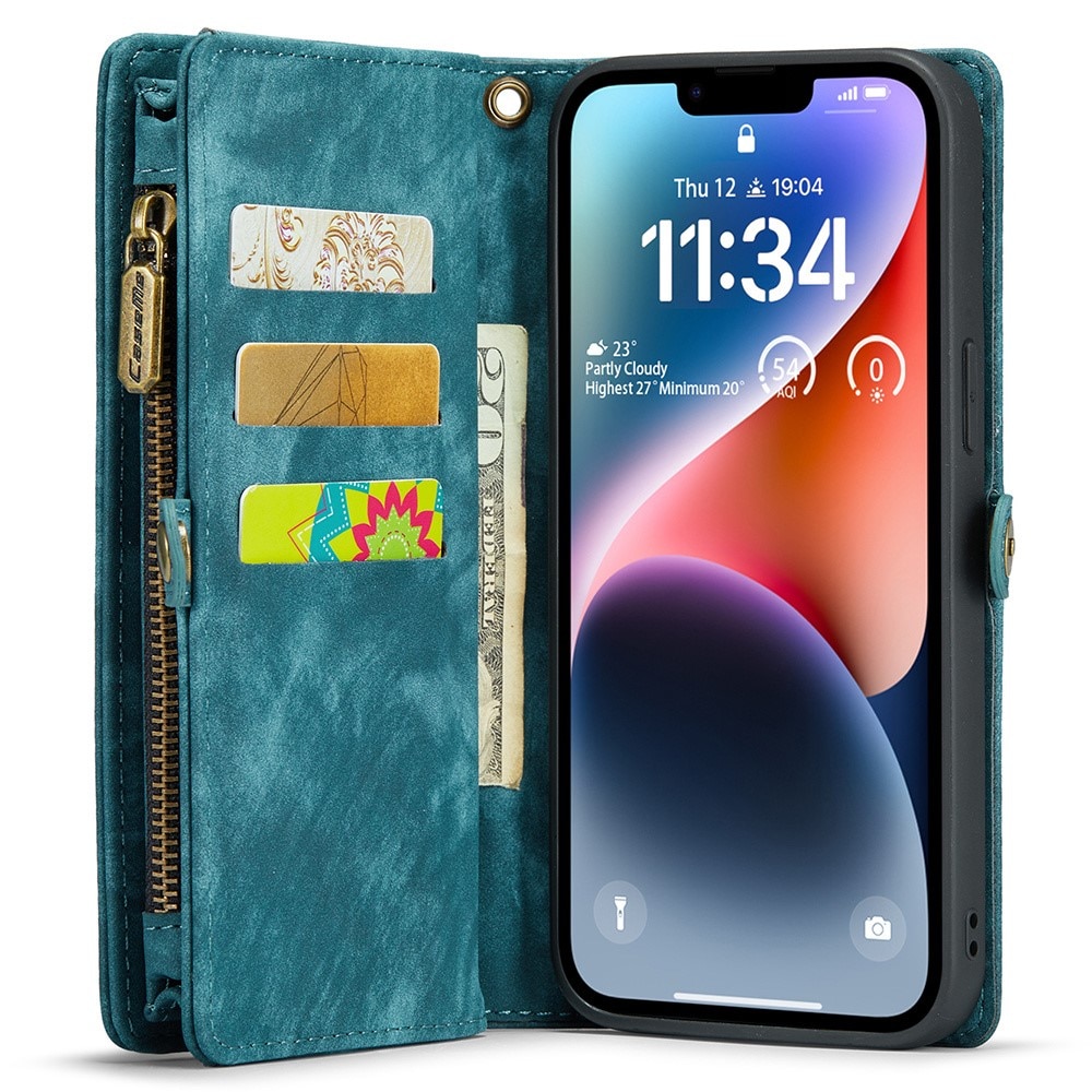 Multi-slot Portemonnaie-Hülle iPhone 15 Pro Max blau