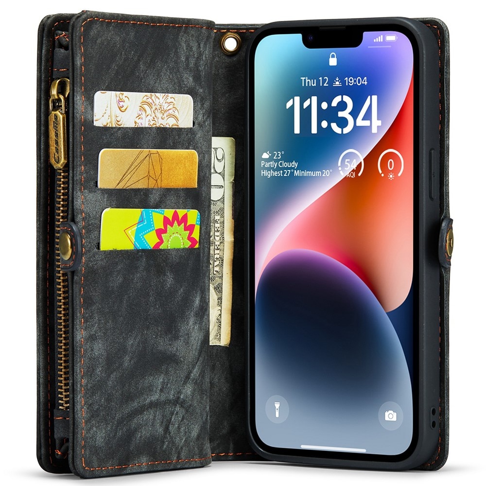 Multi-slot Portemonnaie-Hülle iPhone 15 Pro grau