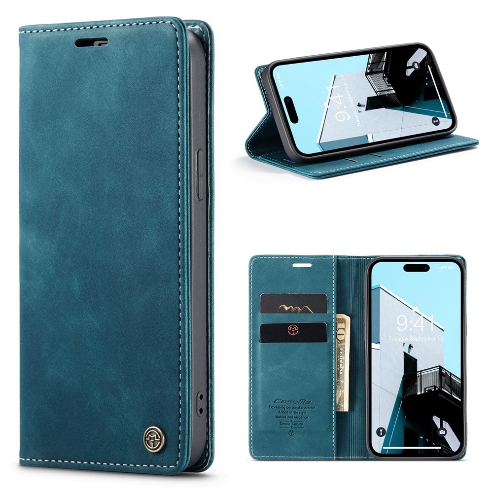 Slim Portemonnaie-Hülle iPhone 15 Pro Blau