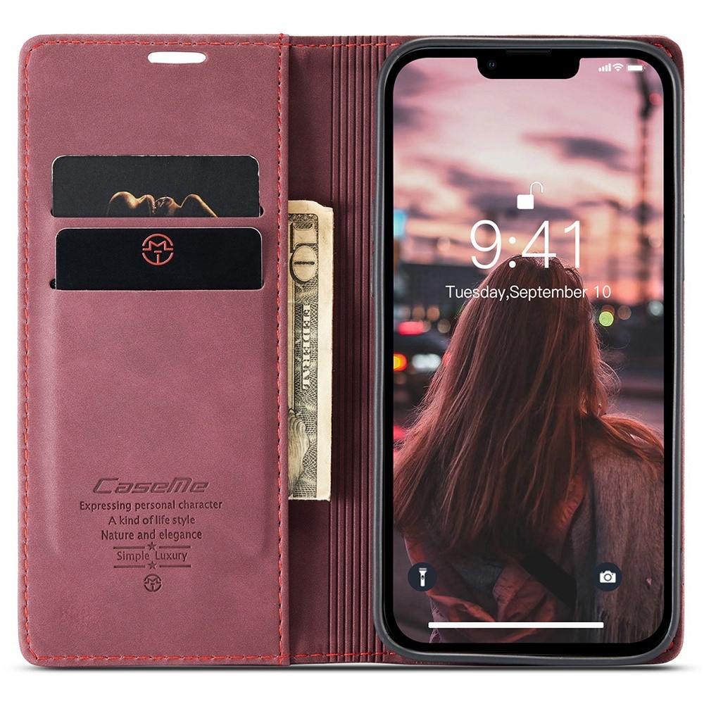 Slim Portemonnaie-Hülle iPhone 16 Pro Rot