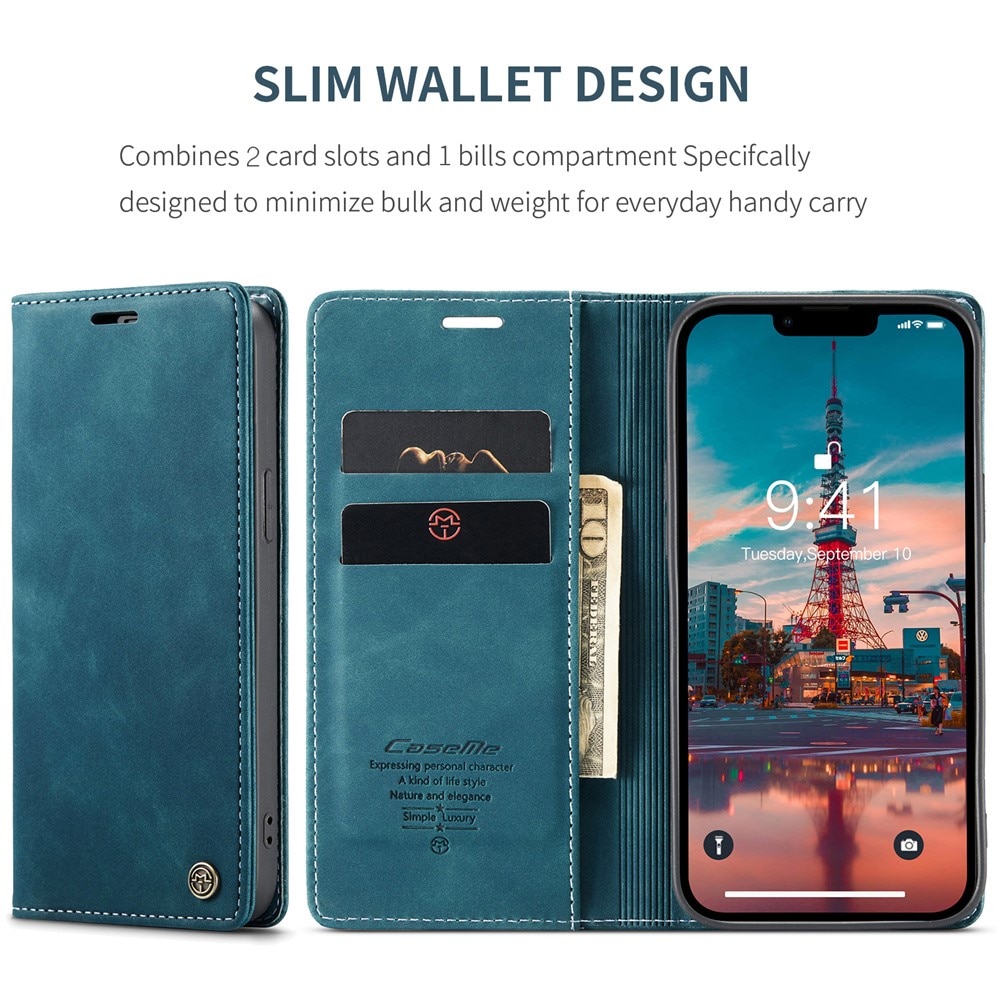 Slim Portemonnaie-Hülle iPhone 15 Blau