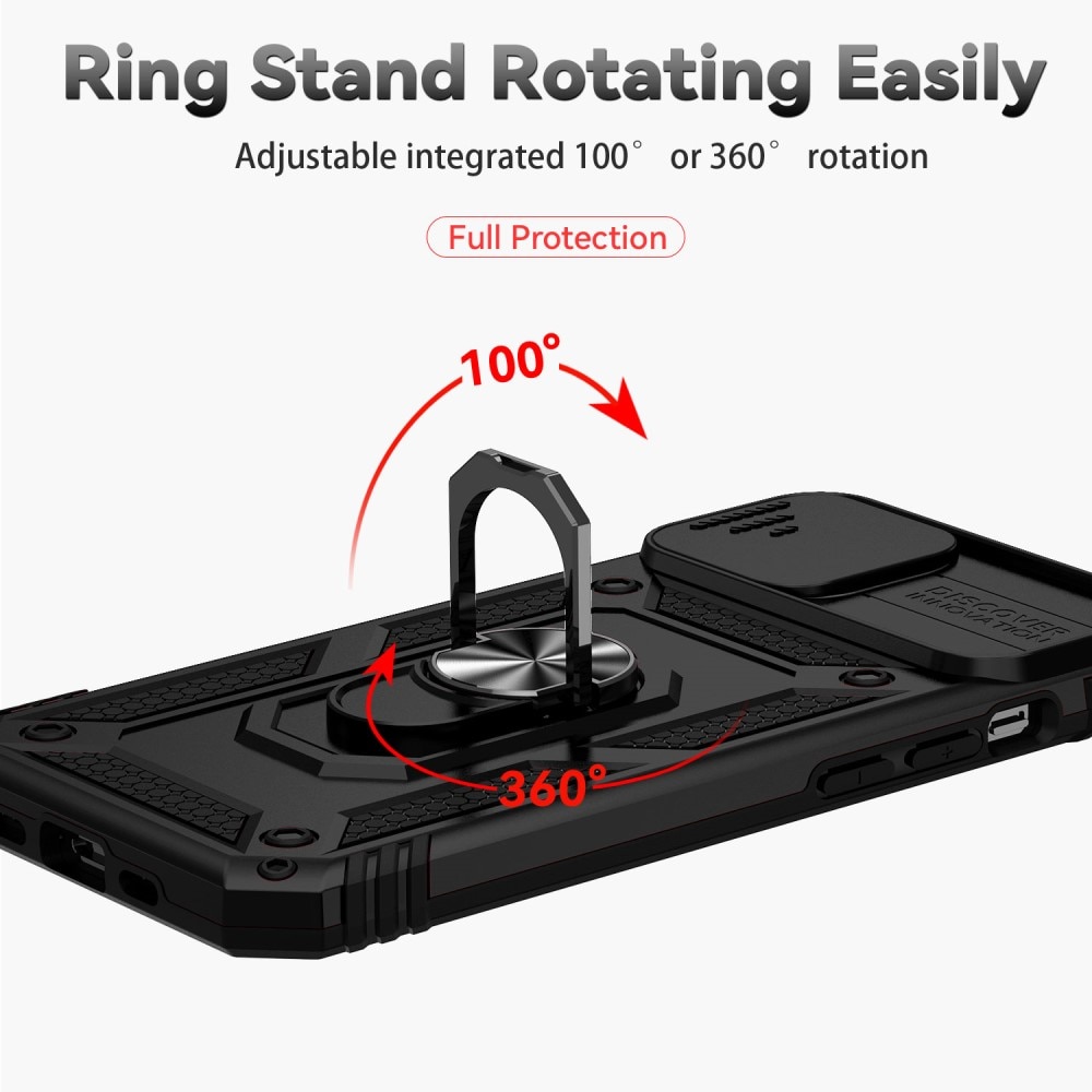 iPhone 15 Hybrid-Hülle Ring + Kameraschutz Schwarz