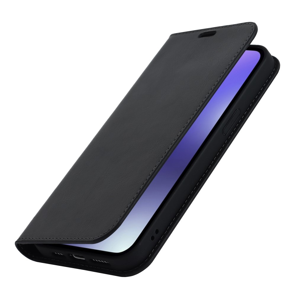 iPhone 15 Pro Handytasche aus Echtem Leder schwarz