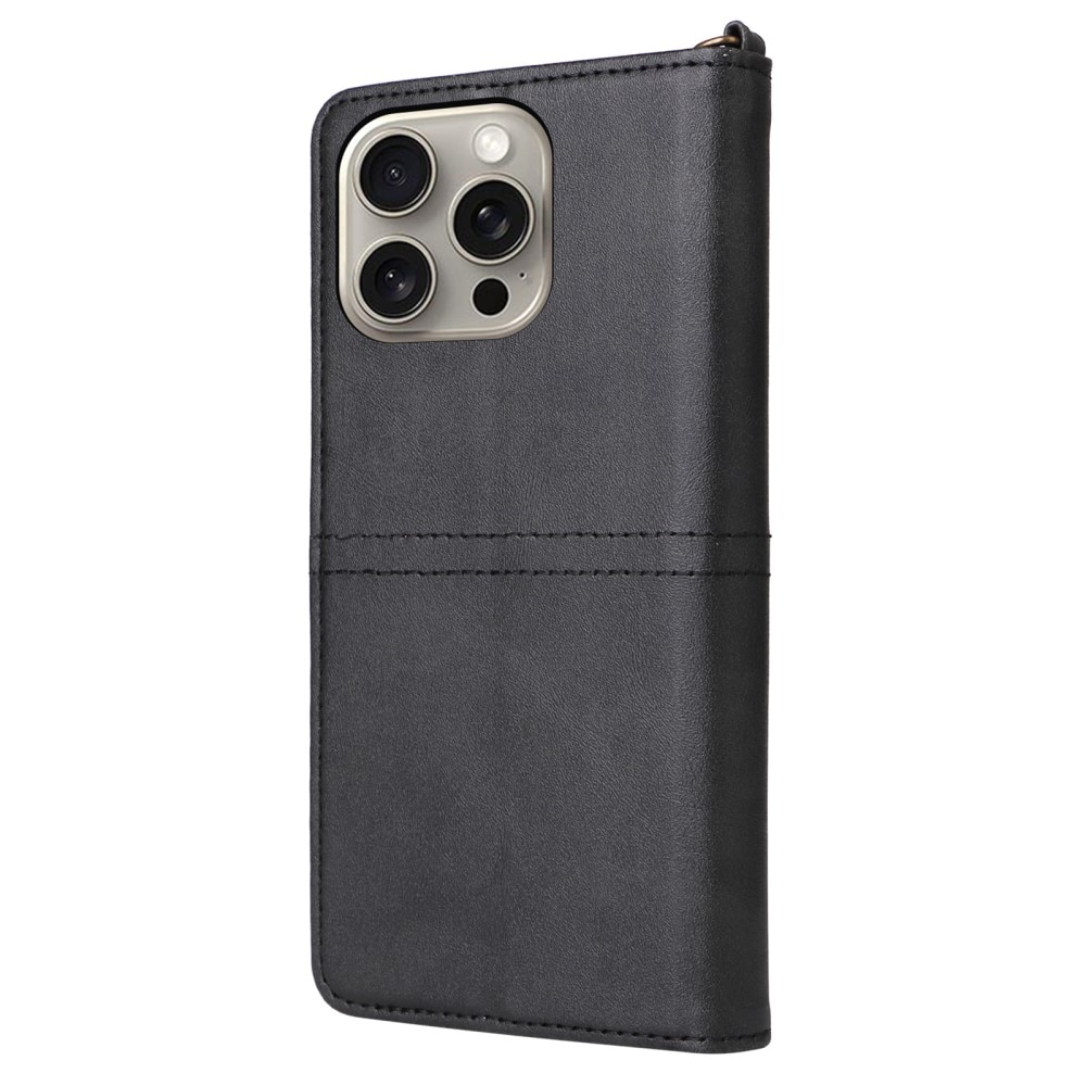 iPhone 15 Pro Max Magnet Leather Wallet schwarz