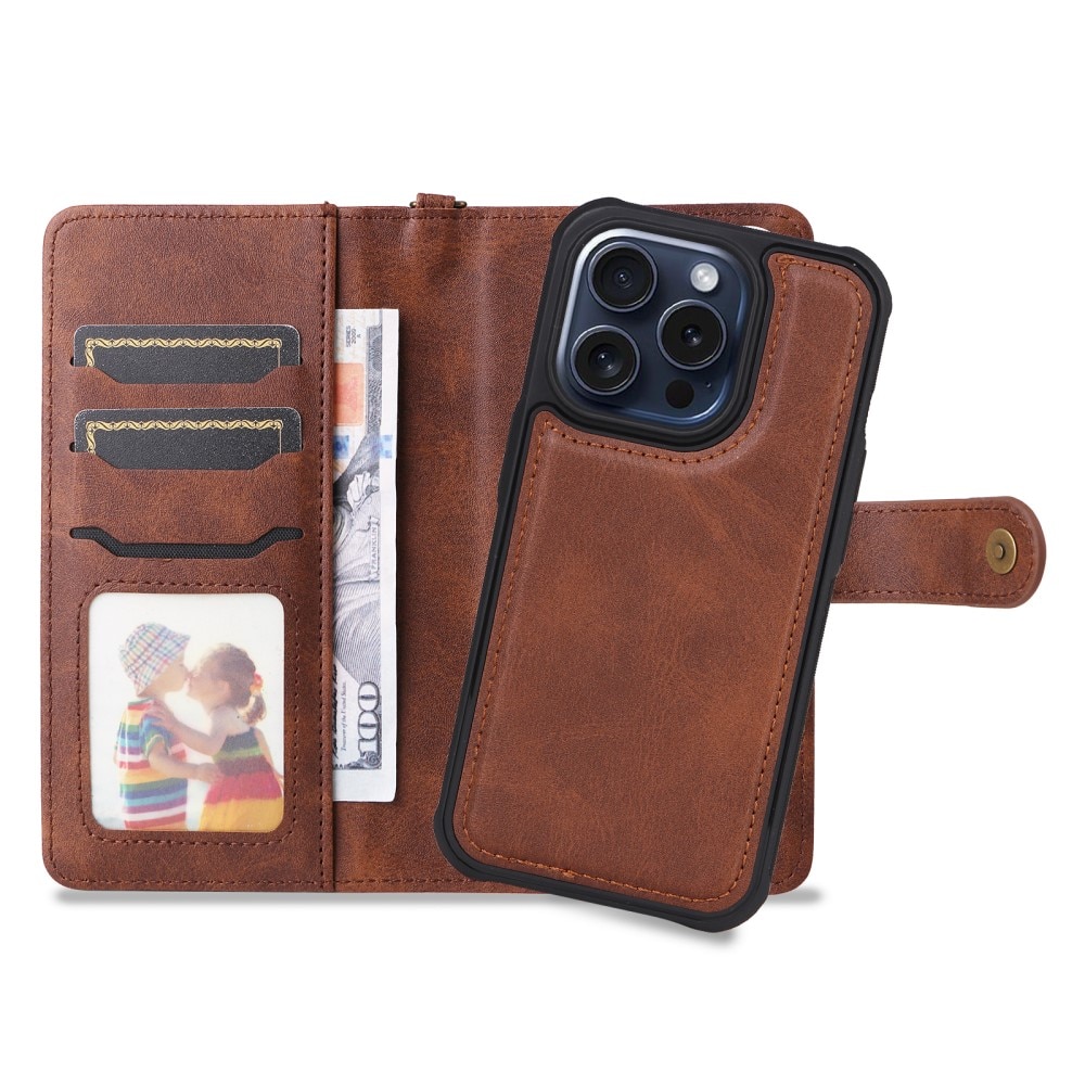 iPhone 15 Pro Magnet Leather Wallet braun