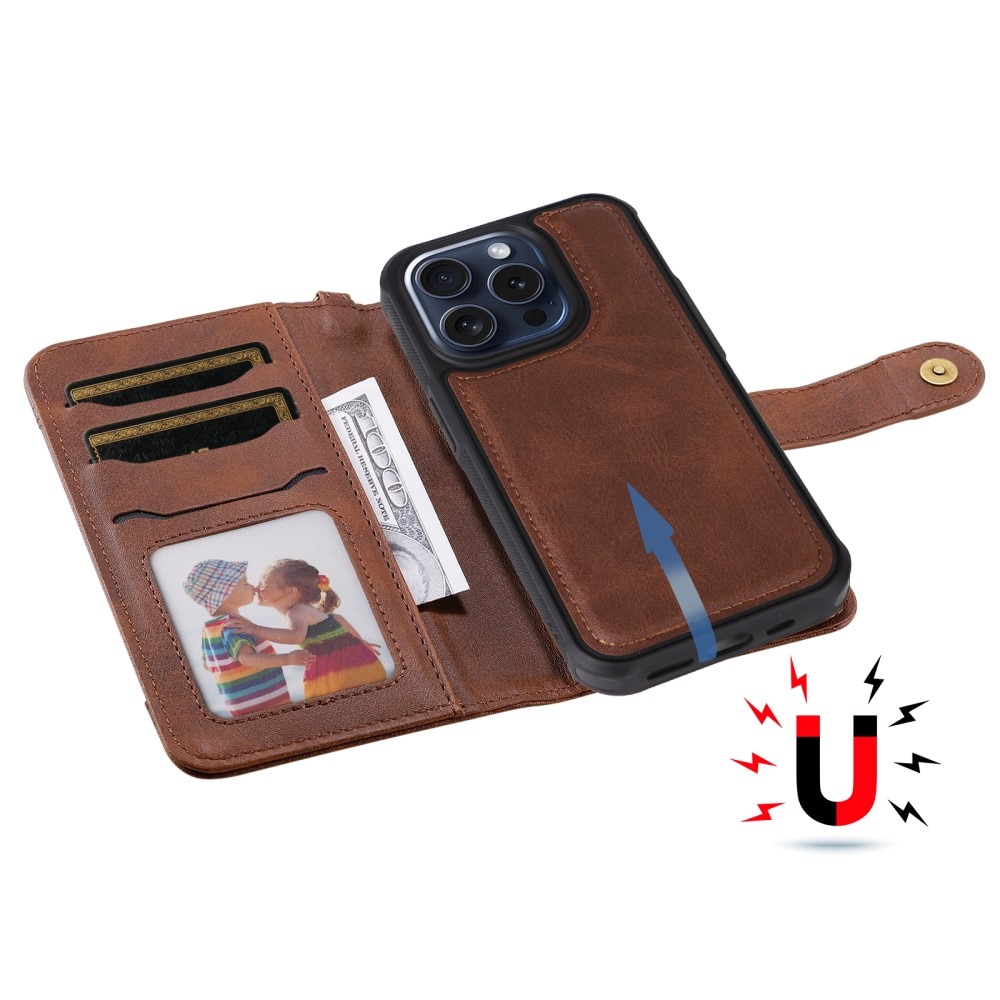 iPhone 15 Pro Magnet Leather Wallet braun