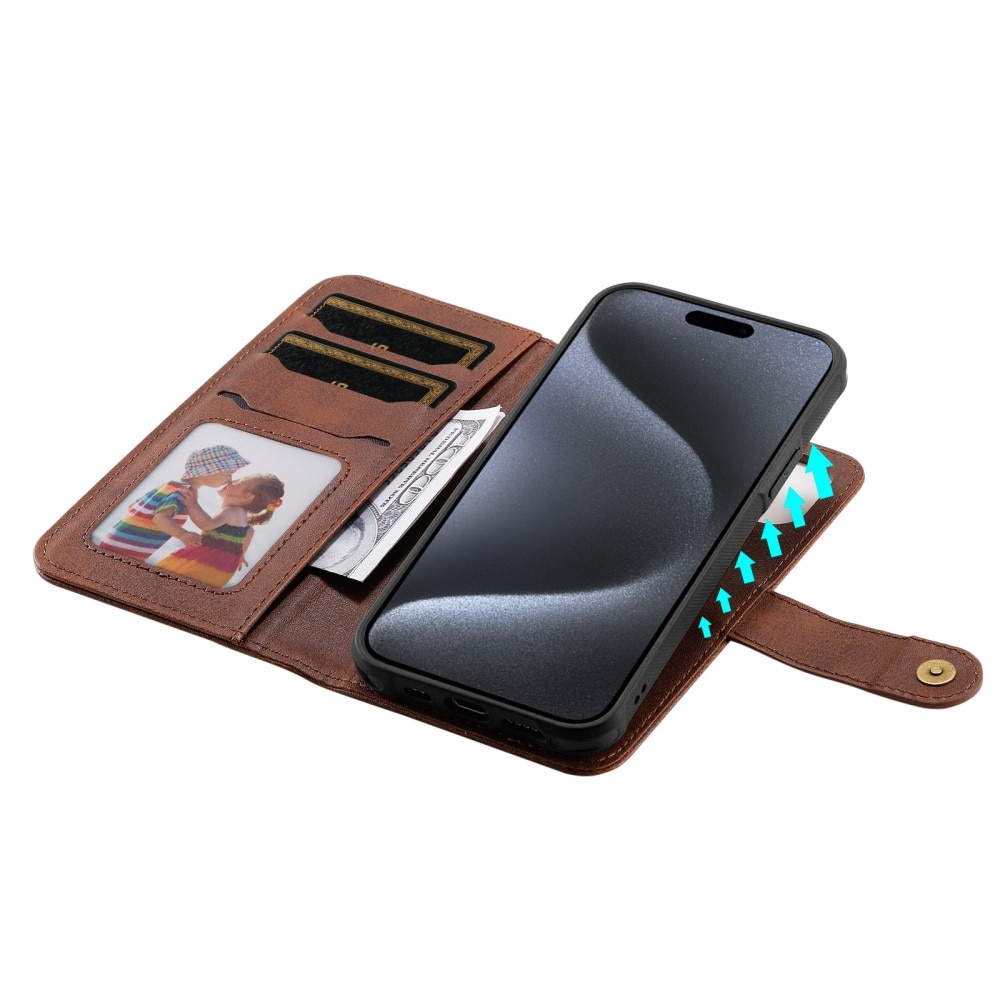 iPhone 15 Pro Magnet Leather Wallet braun