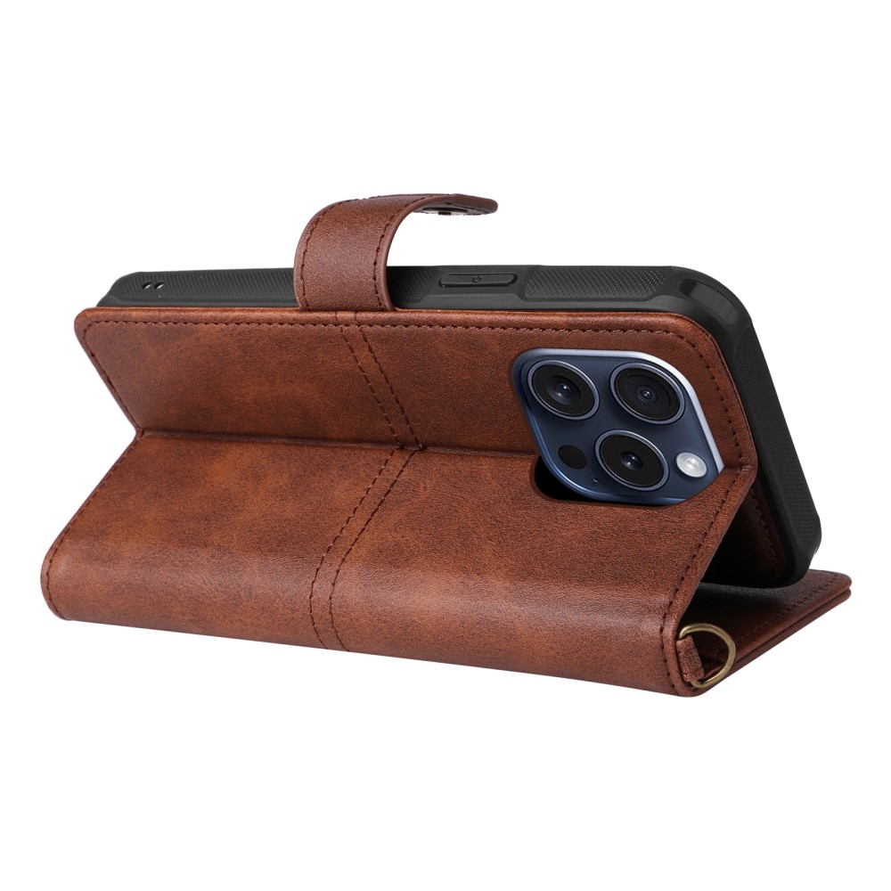 iPhone 15 Pro Magnet Leather Wallet braun