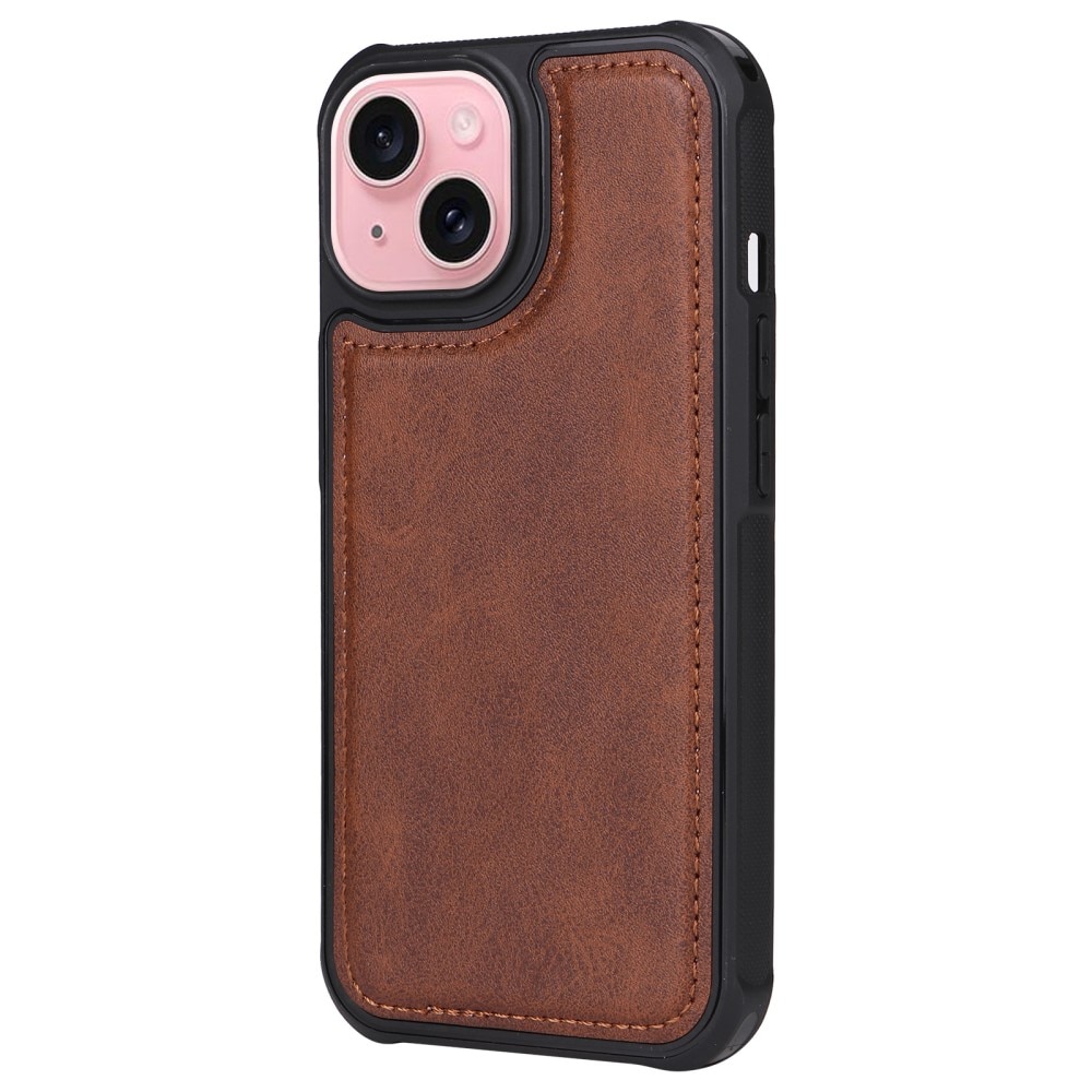 iPhone 15 Magnet Leather Wallet braun