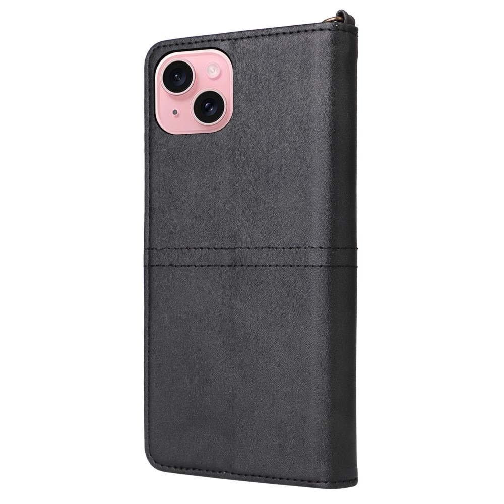 iPhone 15 Magnet Leather Wallet schwarz