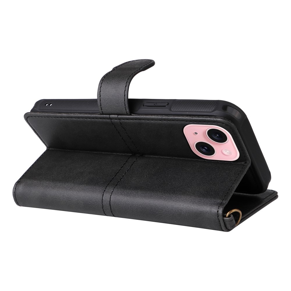 iPhone 15 Magnet Leather Wallet schwarz