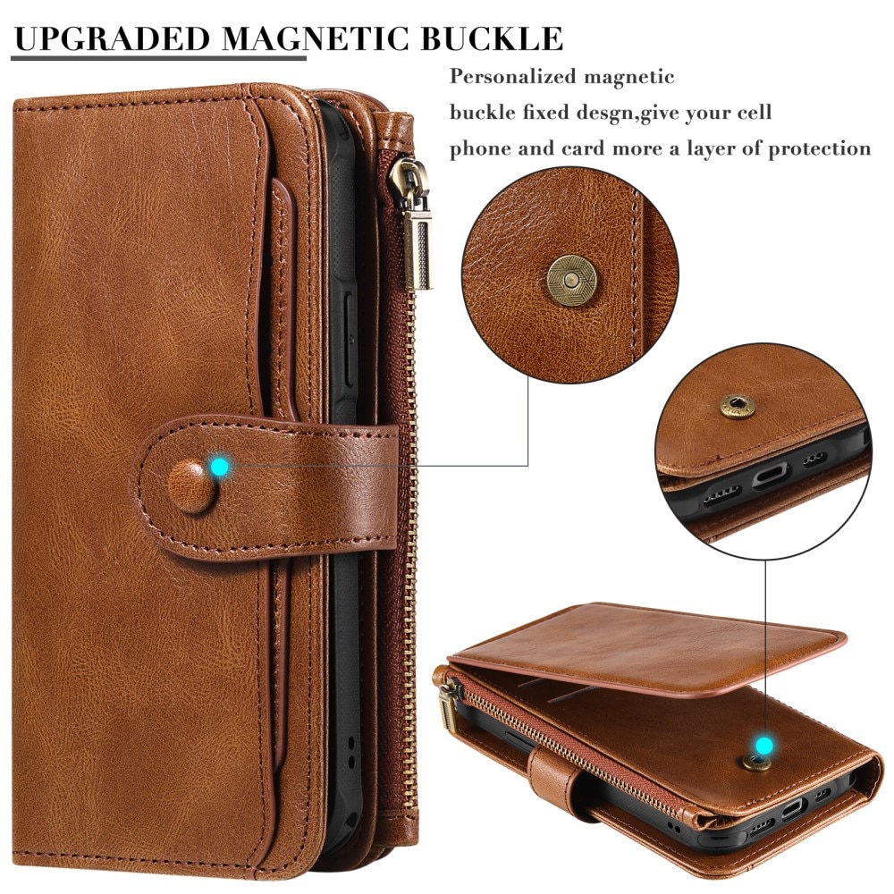 iPhone 15 Magnet Leather Multi-Wallet braun