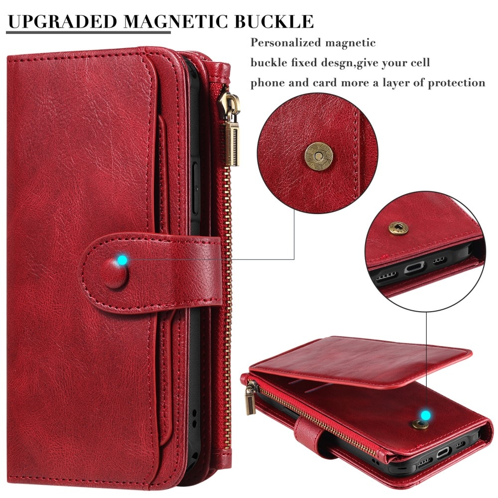 iPhone 15 Magnet Leather Multi-Wallet rot