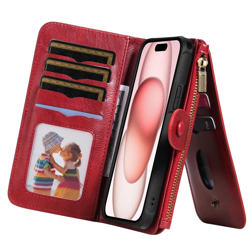 iPhone 15 Magnet Leather Multi-Wallet rot