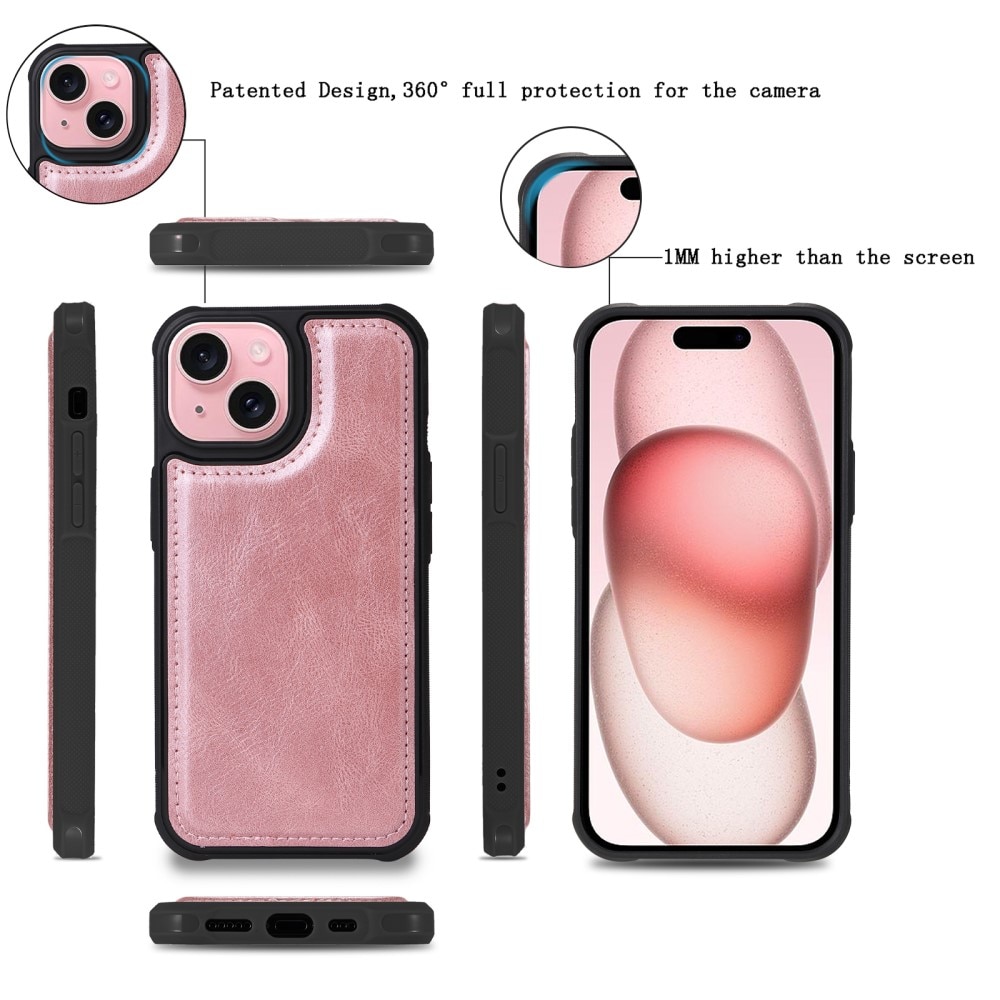 iPhone 15 Magnet Leather Multi-Wallet rosa