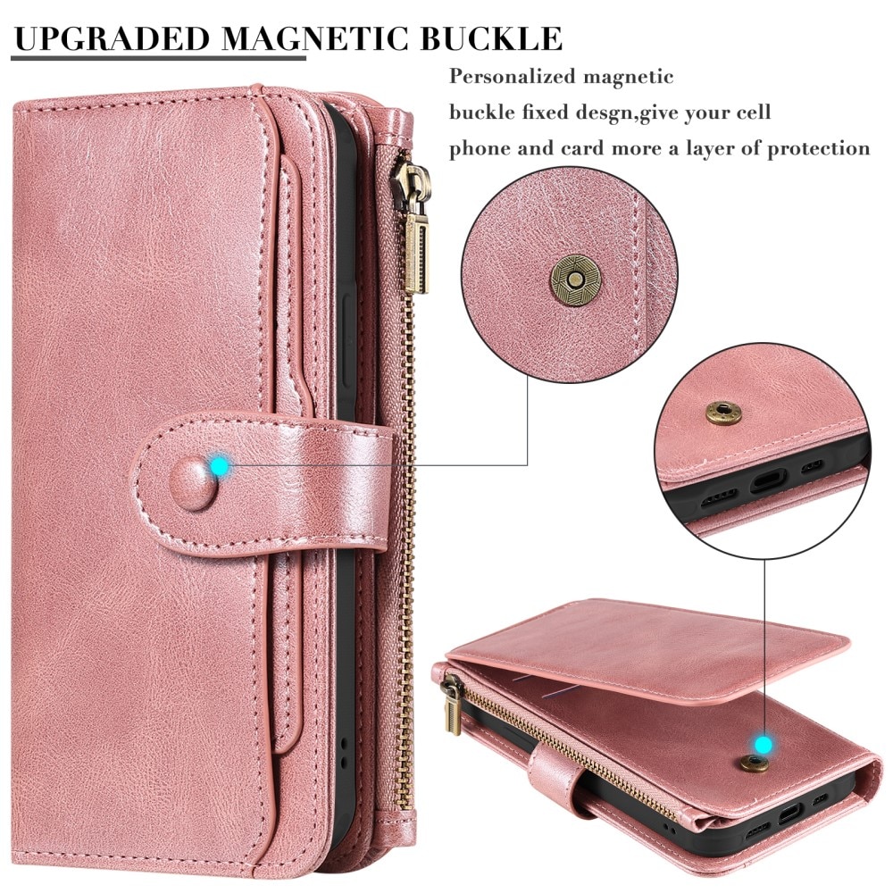 iPhone 15 Magnet Leather Multi-Wallet rosa