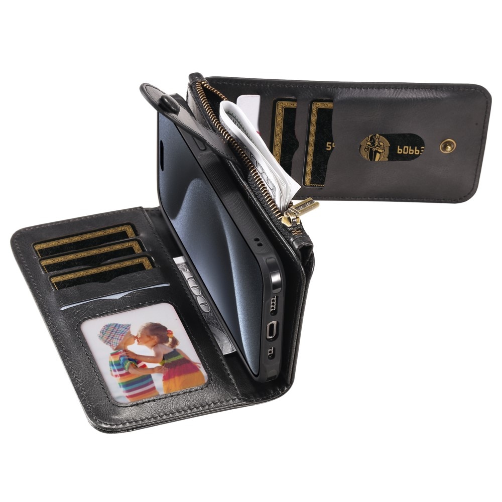 iPhone 15 Pro Magnet Leather Multi-Wallet schwarz