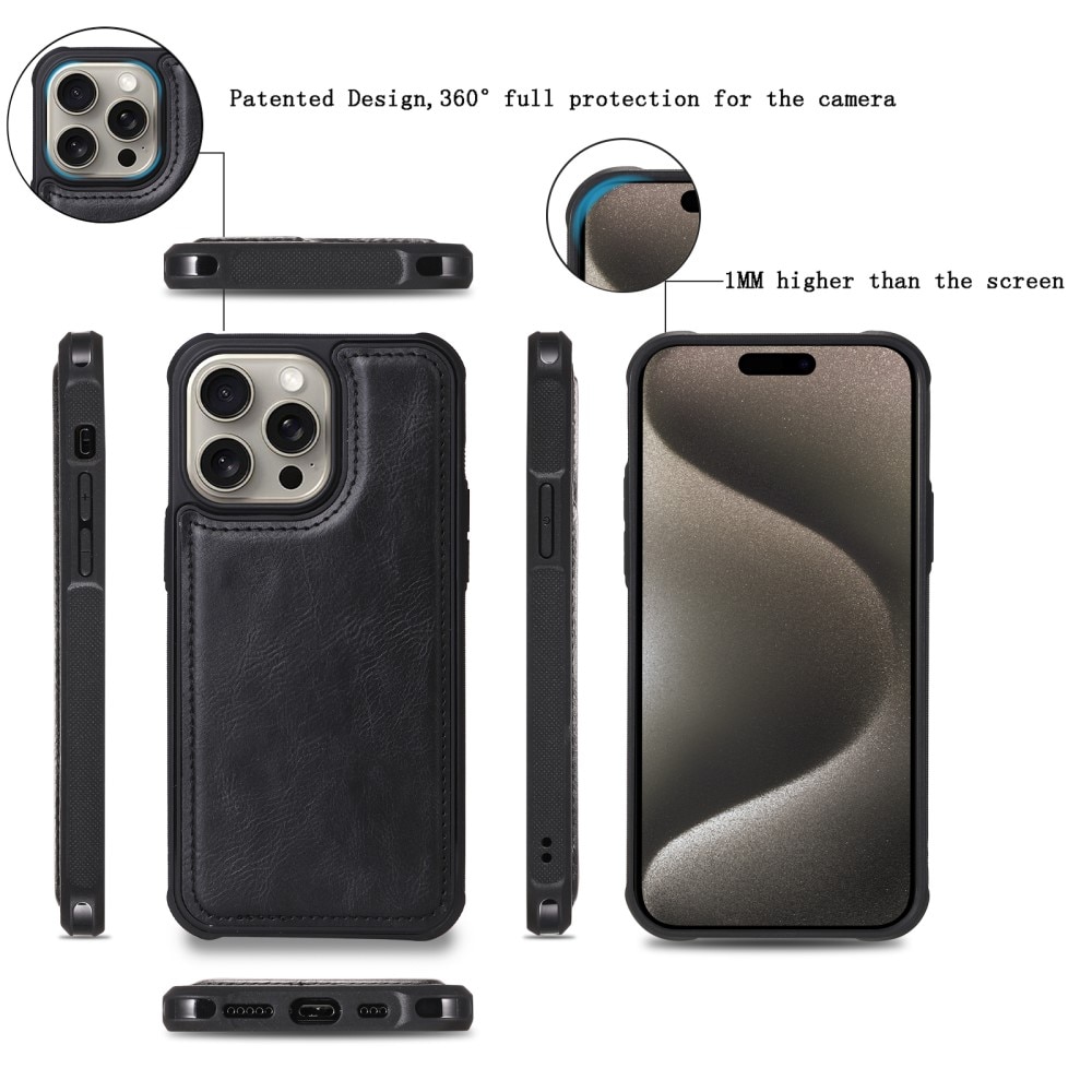 iPhone 15 Pro Max Magnet Leather Multi-Wallet schwarz