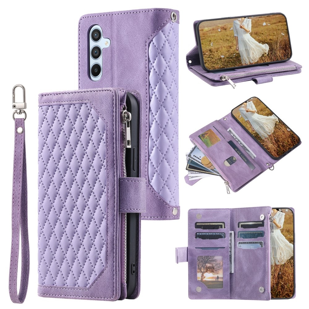 Samsung Galaxy S24 Brieftasche Hülle Quilted Lila