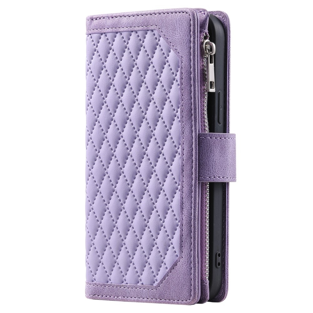 Samsung Galaxy S24 Brieftasche Hülle Quilted Lila