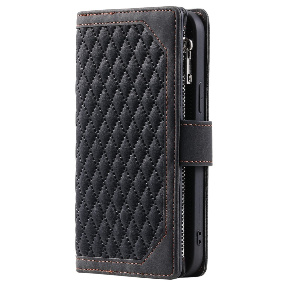 Samsung Galaxy S24 Plus Brieftasche Hülle Quilted Schwarz