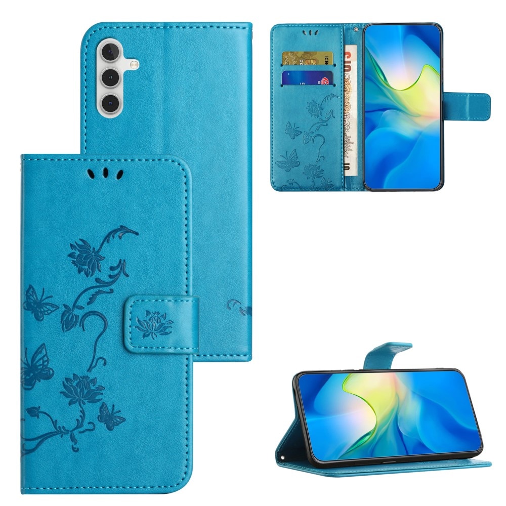 Samsung Galaxy S25 Handyhülle mit Schmetterlingsmuster, Blau