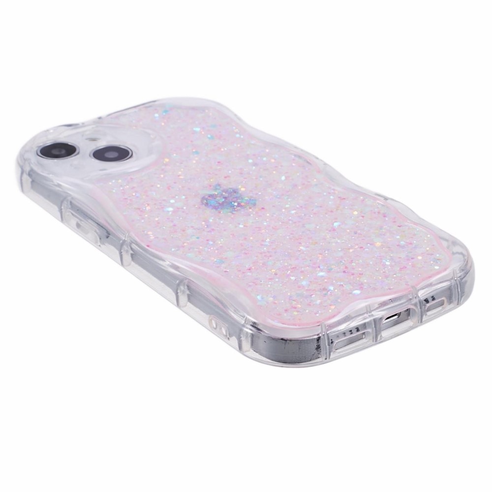 iPhone 15 Glitzerhülle Wavy rosa