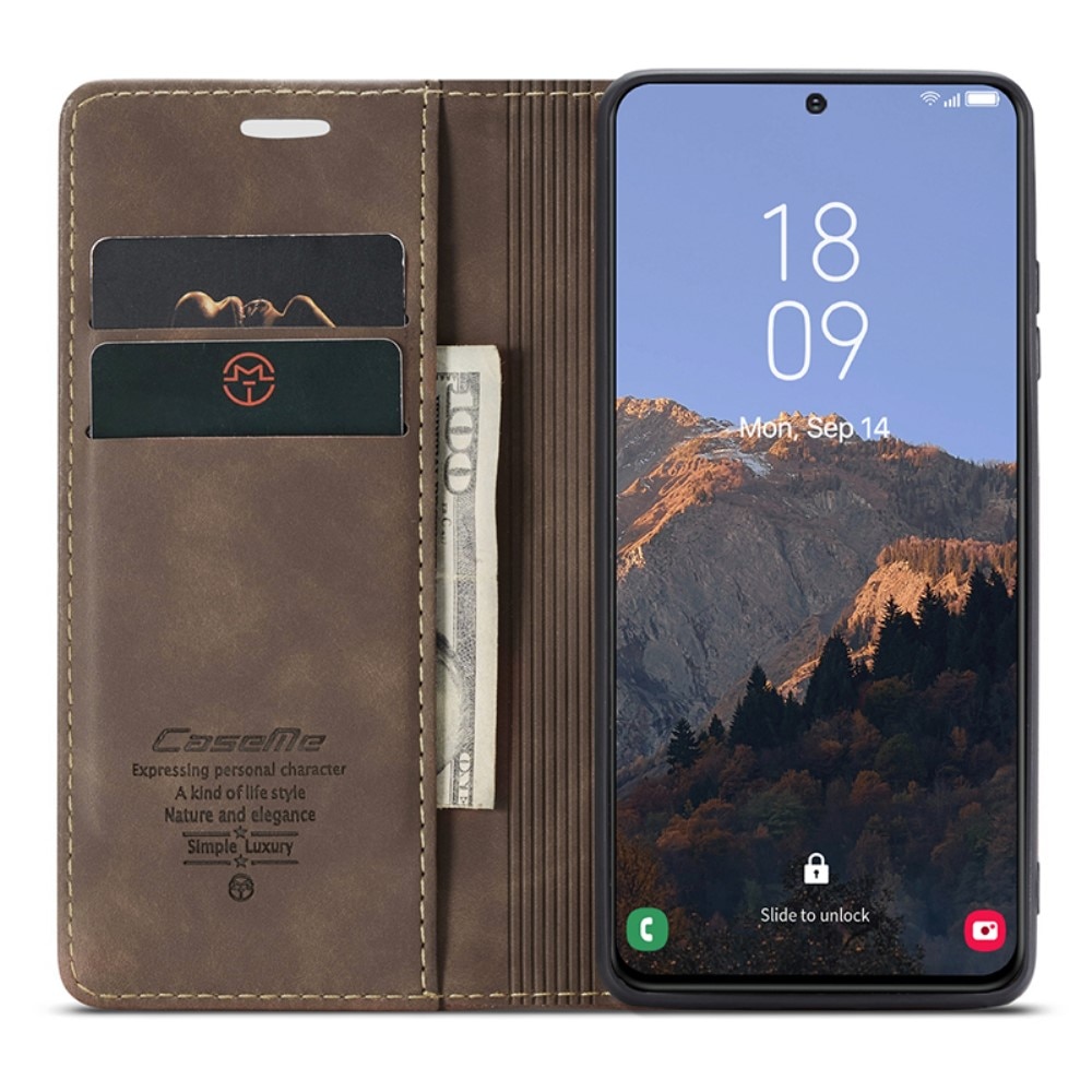 Slim Portemonnaie-Hülle Samsung Galaxy S24 Plus Braun