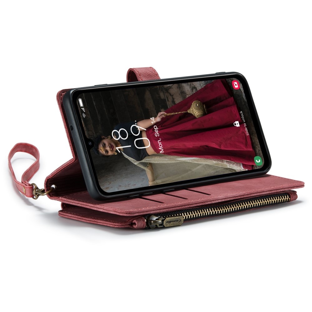 Zipper Portemonnaie-Hülle Samsung Galaxy A15 Rot