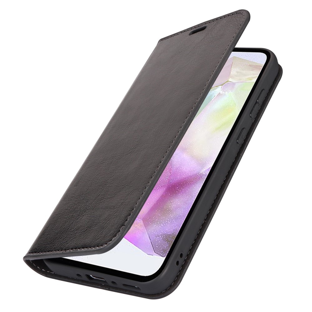 Samsung Galaxy A35 Handytasche aus Echtem Leder Schwarz