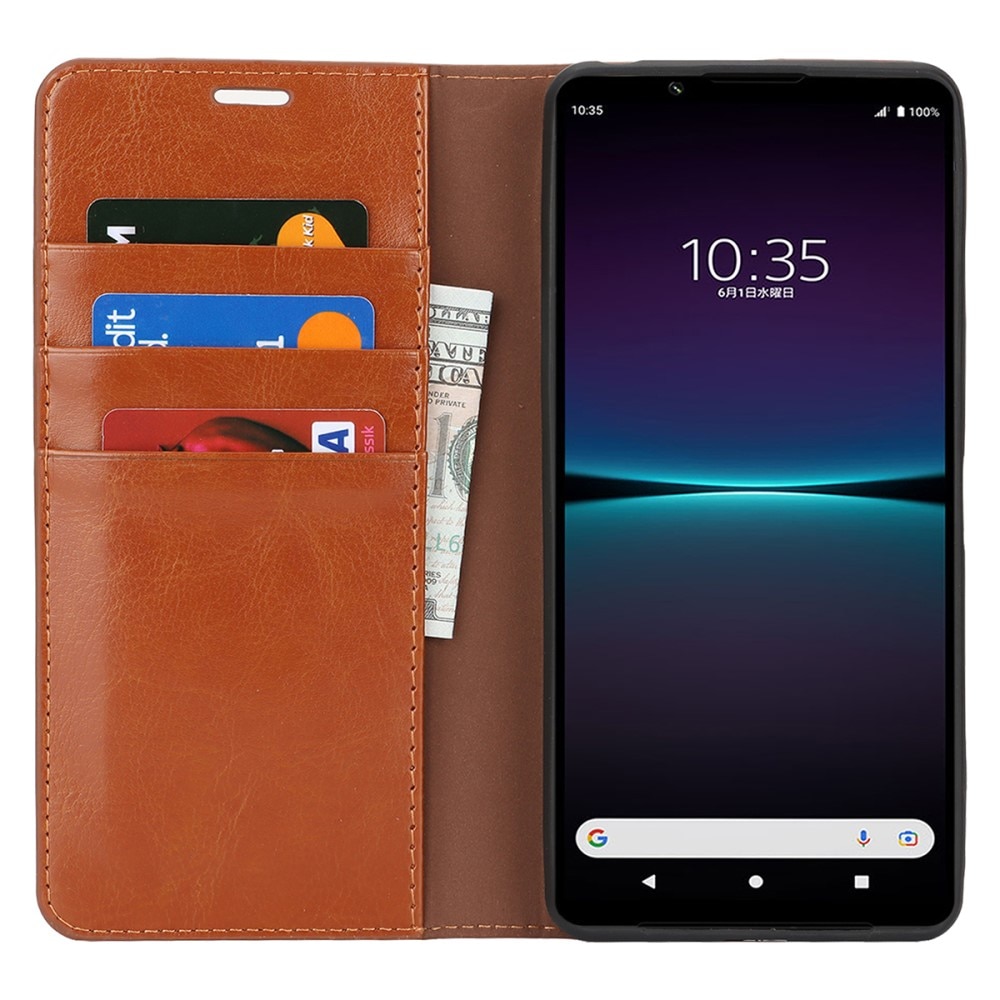 Sony Xperia 1 VI Handytasche aus Echtem Leder braun