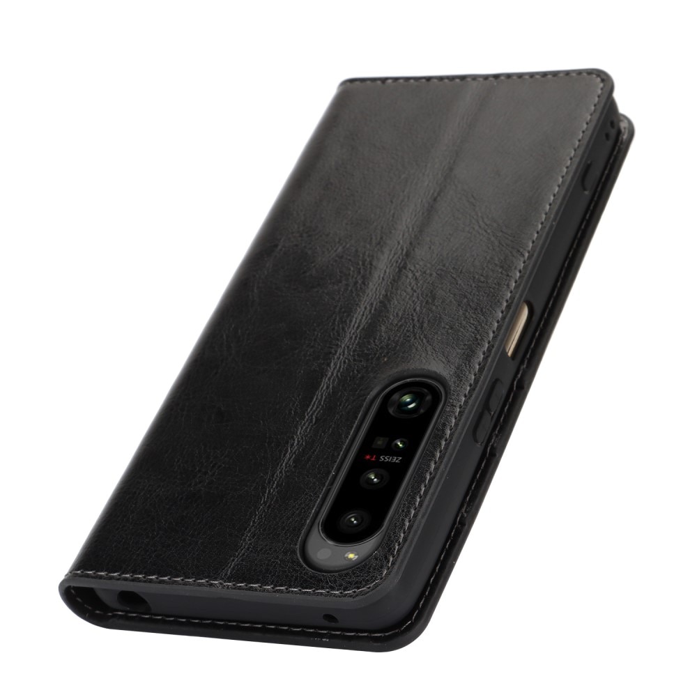 Sony Xperia 1 VI Handytasche aus Echtem Leder schwarz