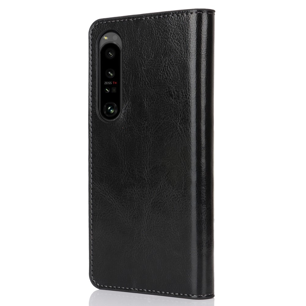 Sony Xperia 1 VI Handytasche aus Echtem Leder Schwarz