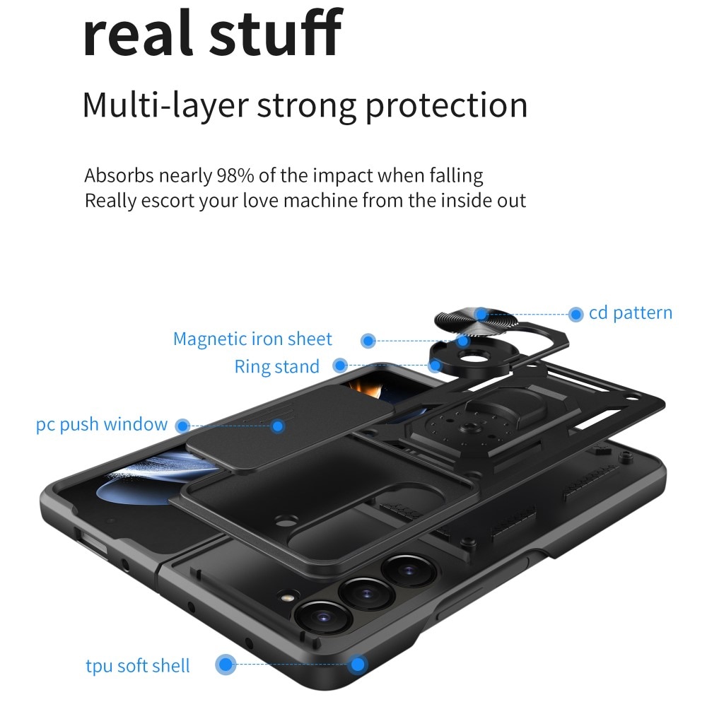 Samsung Galaxy Z Fold 6 Hybrid-Hülle Tech Ring+Kameraschutz schwarz
