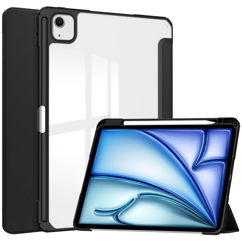 iPad Air 13 (2024) Tri-Fold Case Schutzhülle mit Touchpen-Halter schwarz/transparent