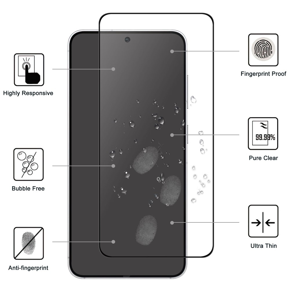 Samsung Galaxy S25 Edge Vollabdeckendes Panzerglas schwarz