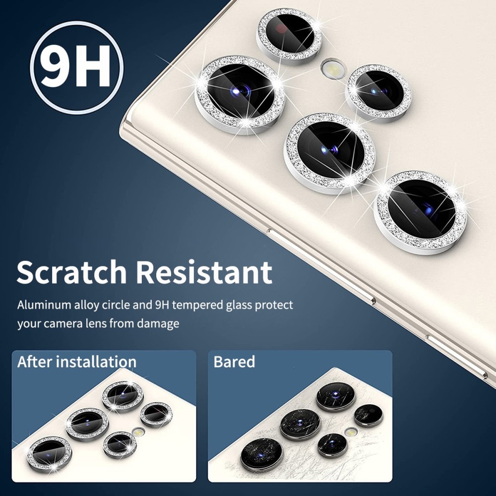Hat Prince Glitzer Panzerglas für Kamera Aluminium Samsung Galaxy S24 Ultra  silber