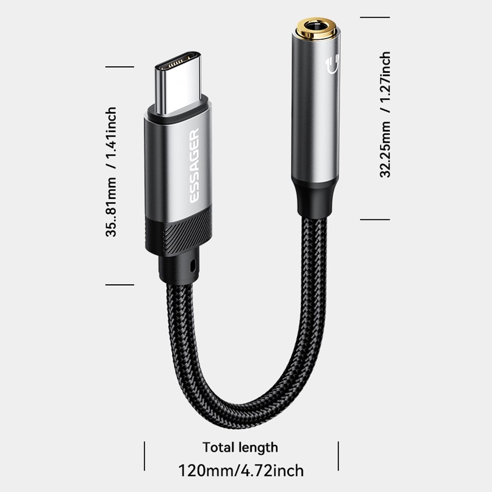 Kopfhöreradapter USB-C auf 3,5mm DAC schwarz