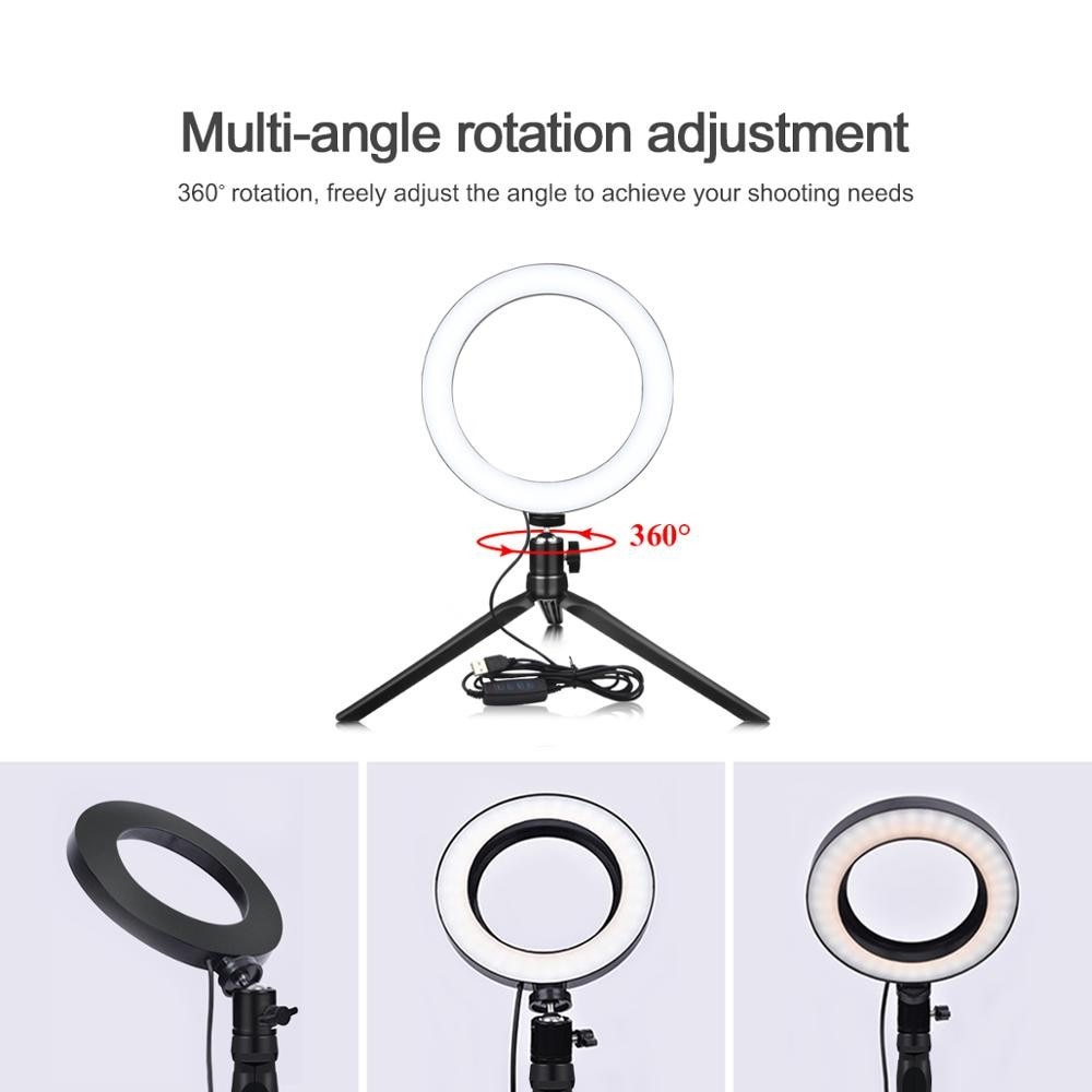 LED-Ringlicht mit Stativ schwarz