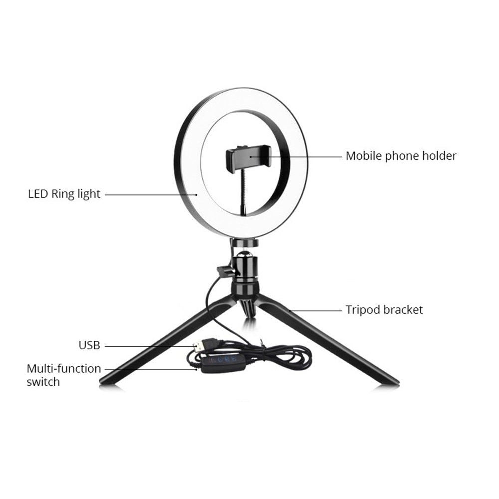 LED-Ringlicht mit Stativ schwarz