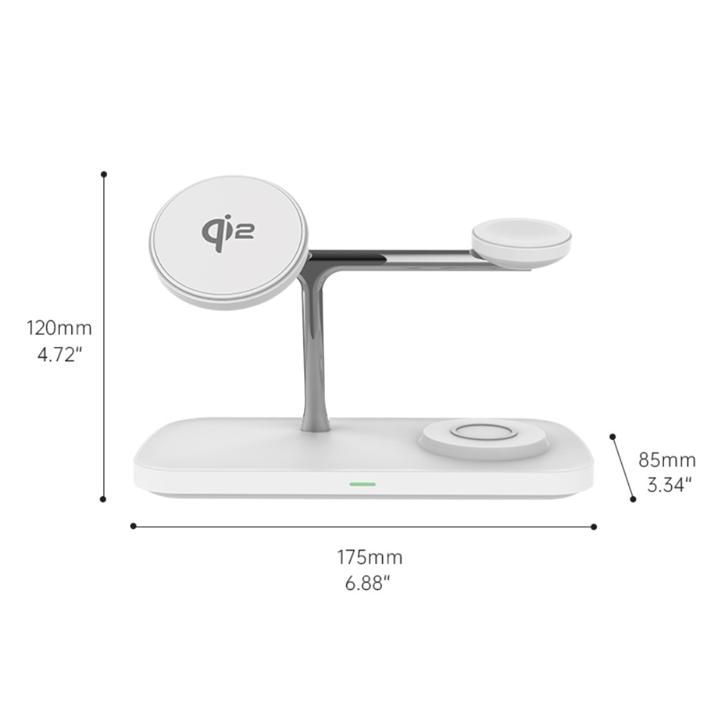 3-in-1 Qi2 MagSafe Kabellose Ladestation weiß