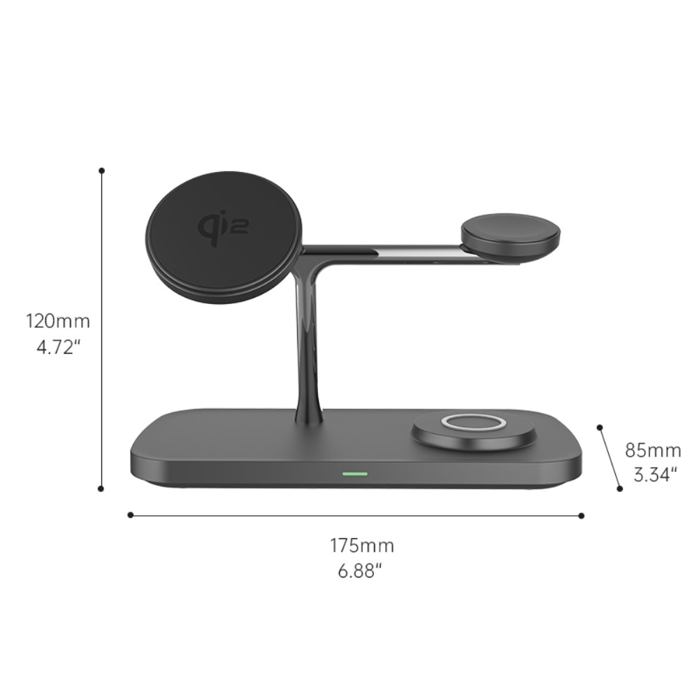 Samsung Galaxy S25 Ultra 3-in-1 Qi2 Magnetische Kabellose Ladestation schwarz