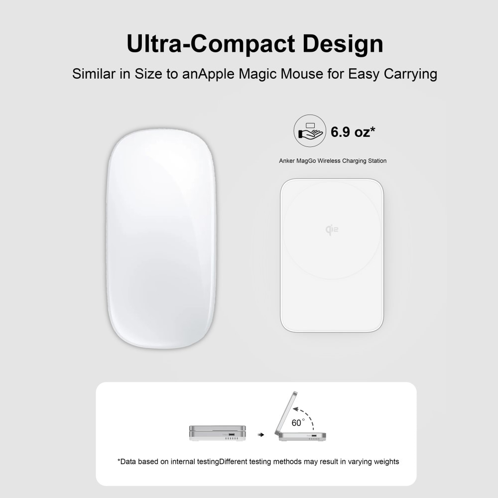 Compact 2-in-1 Qi2 Kabellose Magnetische Faltbare Ladestation weiß