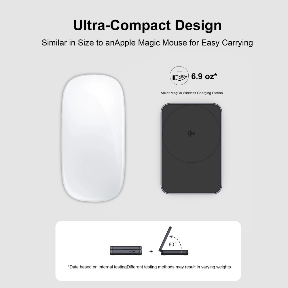 Compact 2-in-1 Qi2 Kabellose Magnetische Faltbare Ladestation schwarz