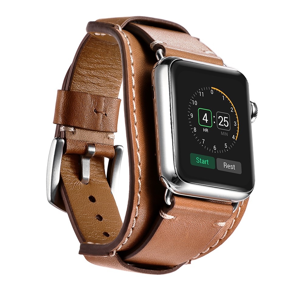 Apple Watch SE 44mm Breites Lederarmband braun