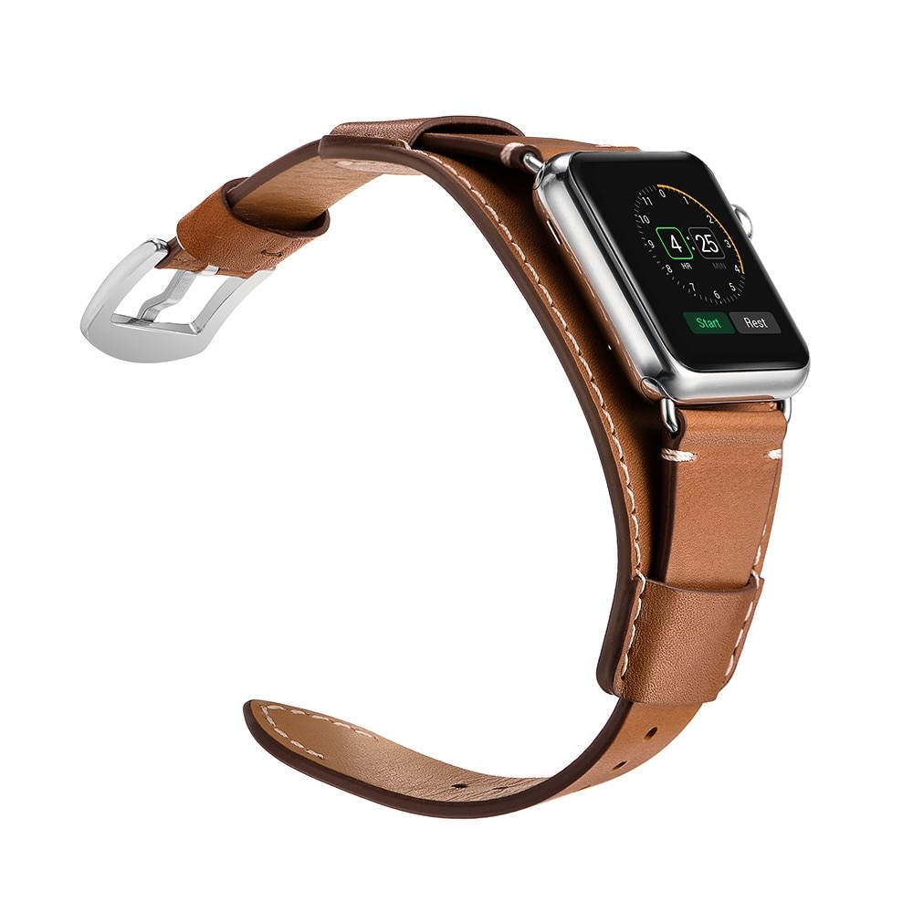 Apple Watch 42mm Breites Lederarmband braun